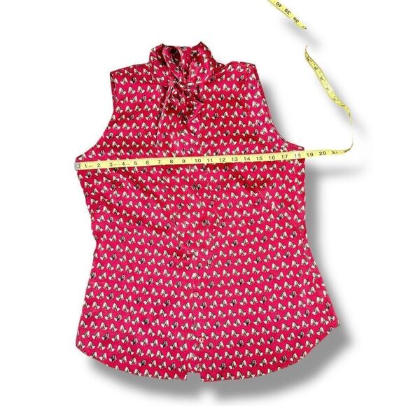 W by Worth Horse Head Equestrian Print 100% Silk Tie Neck Sleeveless Blouse S/4 - Picture 8 of 9